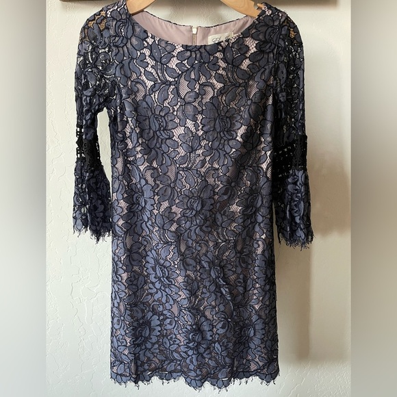 Eliza J Long Sleeve Lace Dress| Embroidered floral patterns throughout•••Size 2 - Picture 1 of 13